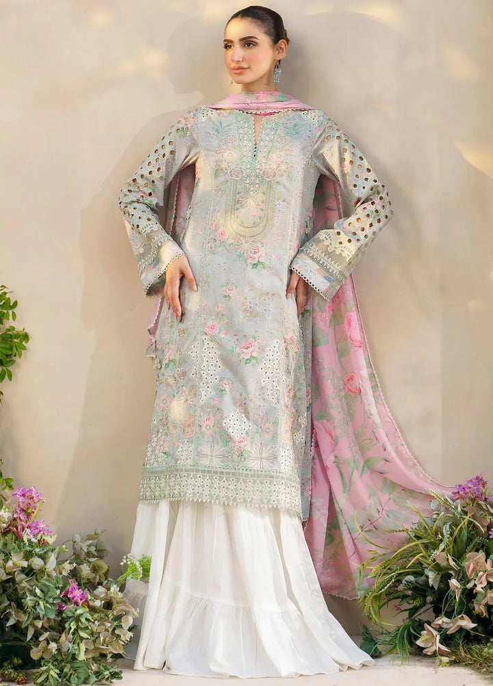 IX Embroidered Lawn Suits Unstitched 3 Piece - IZ24FL SFL-07 GLEAM