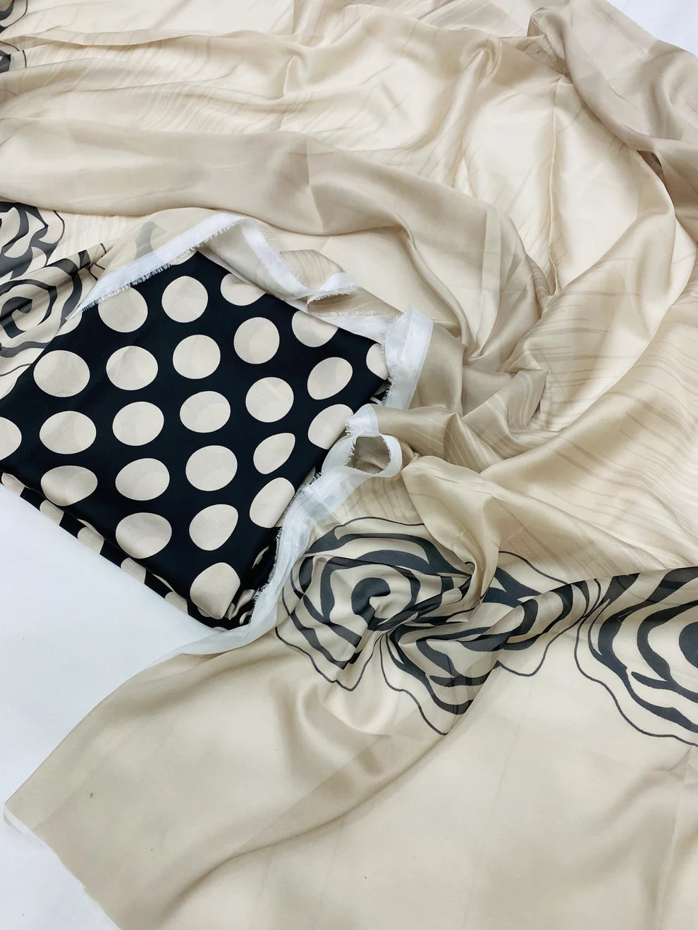 CHINA SILK BLACK SKIN POLKA