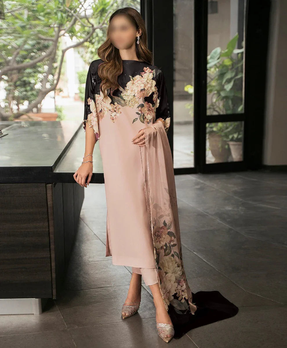 ROSES WITH BLACK CHINA SILK